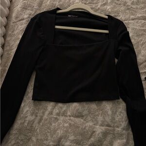 Zara Black Long Sleeve Crop Top